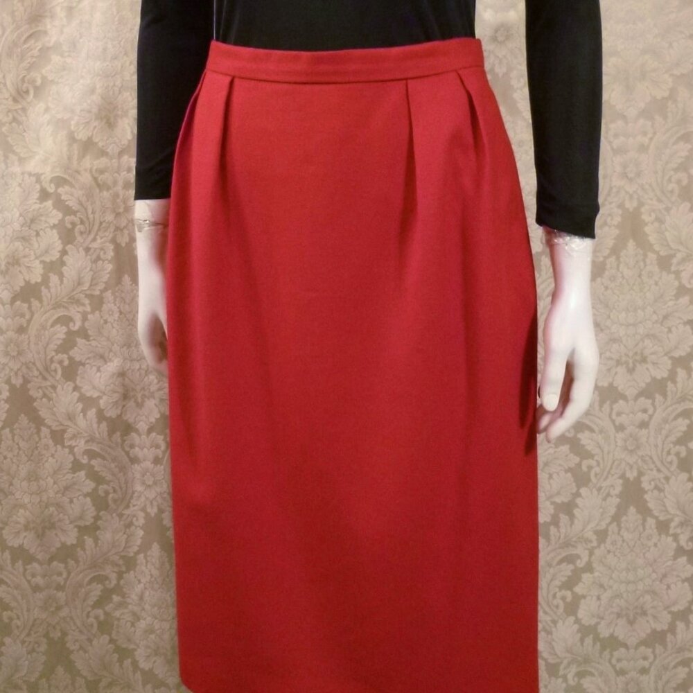 Vintage 1980's Christian Dior Red Wool Skirt with Pockets!